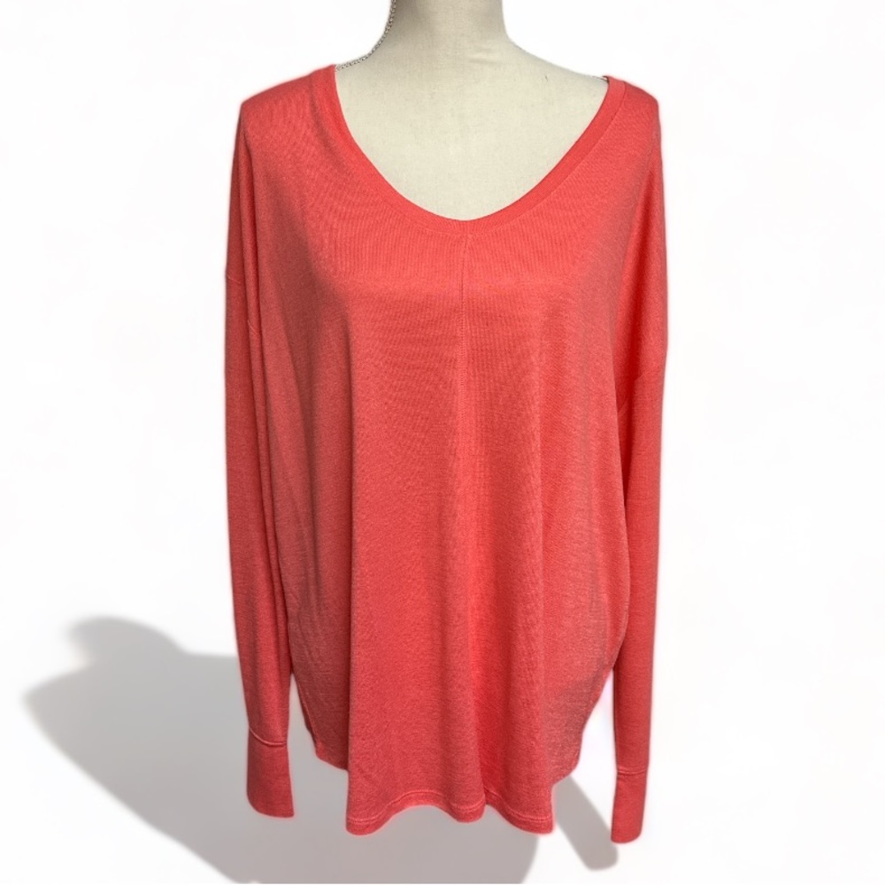 GAP Coral V Neck Lightweight Long Sleeve V Neck Ladies Shirt Plus Size XXL NWT